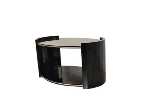 black, high gloss, couch, art deco, great foot, living room, table, lacquer, luxury, veneer, chrome lines,