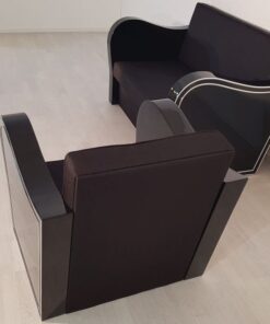 black, high-gloss, armchair, art deco, sofa, chromliner, living room, chrome handles, lacquer, luxury, veneer, chrome lines, piano lacquer