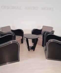 Art Deco, Armchairs, set, design, interiordesign, fabric, grey, black, living room, high end, piano lacquer, seating, antiques