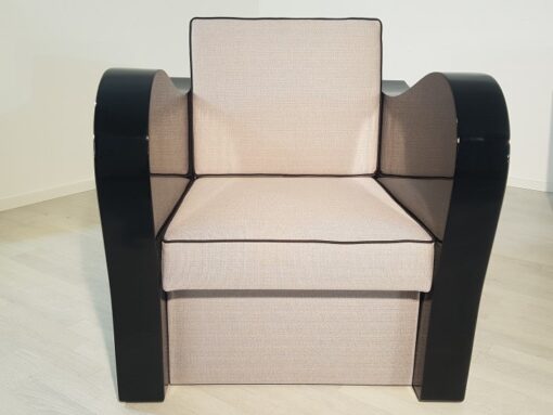 Art Deco, Armchairs, set, design, interiordesign, fabric, grey, black, living room, high end, piano lacquer, seating, antiques