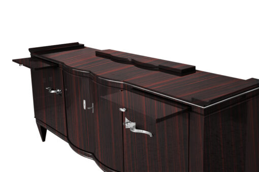 brown, high gloss, sideboard, art deco, great foot, living room, chrome handles, lacquer, luxury, veneer, makassar, piano lacquer, storage space