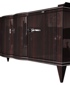 brown, high gloss, sideboard, art deco, great foot, living room, chrome handles, lacquer, luxury, veneer, makassar, piano lacquer, storage space