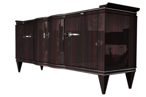 brown, high gloss, sideboard, art deco, great foot, living room, chrome handles, lacquer, luxury, veneer, makassar, piano lacquer, storage space