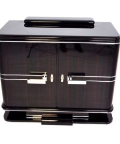 black, high gloss, commodes, art deco, great foot, living room, chrome handles, lacquer, luxury, veneer, chrome lines, piano lacquer