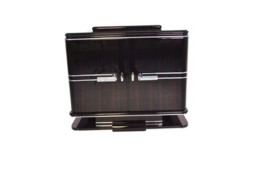 black, high gloss, commodes, art deco, great foot, living room, chrome handles, lacquer, luxury, veneer, chrome lines, piano lacquer