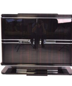 black, high gloss, commodes, art deco, great foot, living room, chrome handles, lacquer, luxury, veneer, chrome lines, piano lacquer