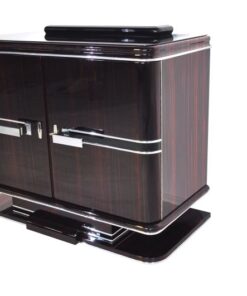 black, high gloss, commodes, art deco, great foot, living room, chrome handles, lacquer, luxury, veneer, chrome lines, piano lacquer