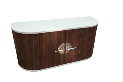 white, high gloss, sideboard, art deco, great foot, living room, chrome handles, lacquer, luxury, veneer, chrome lines, makassar, high gloss