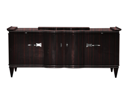 brown, high gloss, sideboard, art deco, great foot, living room, chrome handles, lacquer, luxury, veneer, makassar, piano lacquer, storage space