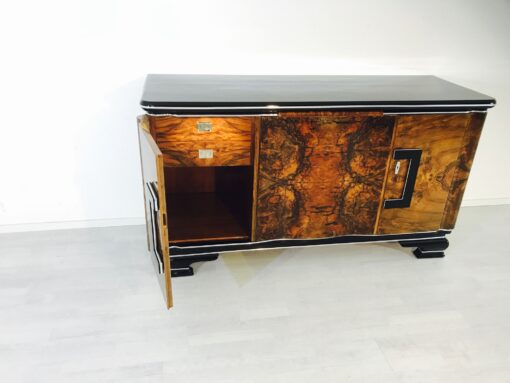 Art Deco, antique, sideboard, buffet, belgium, original, interior design, living room, storage, walnut, wood, veneer, high end