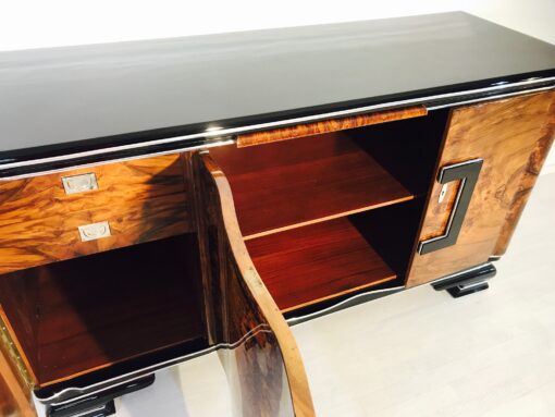 Art Deco, antique, sideboard, buffet, belgium, original, interior design, living room, storage, walnut, wood, veneer, high end