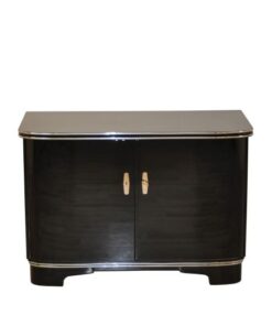 black, high gloss, commode, art deco, great foot, living room, chrome handles, lacquer, luxury, veneer, chrome lines, piano lacquer