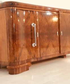 Art Deco, Sideboard, Credenza, Walnut, Serpentine doors, interiordesign, interior, furniture, antiques, chrome, buffet, storage, design