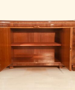 Art Deco, Sideboard, Credenza, Walnut, Serpentine doors, interiordesign, interior, furniture, antiques, chrome, buffet, storage, design