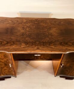 Art Deco, desk, design, curved, walnut, wood, frenc, original, partnerdesk, interior design, vintage, 1930s, living room, office, restoration