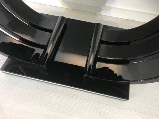 Art Deco, Furniture, Console, Table, Piano lacquer, high gloss finsih, design, interior, interiordesign, curved edges, chrome elements, living room