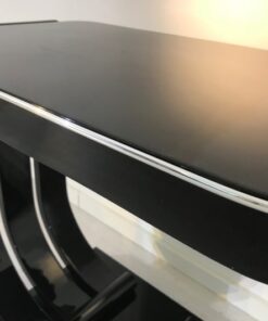 Art Deco, Furniture, Console, Table, Piano lacquer, high gloss finsih, design, interior, interiordesign, curved edges, chrome elements, living room