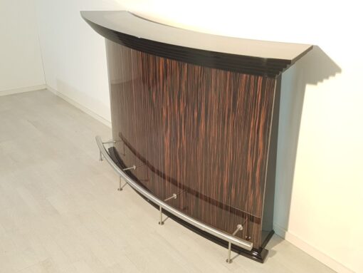 Art Deco, furniture, era, bar, halfmoon, macassar, wood, high gloss finish, design, interiordesign, steel, high quality, living room