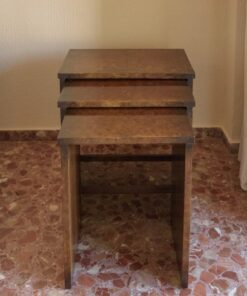 Art Deco, furniture, nesting tables, vintage, oak wood, antique, spain, 1920s, grain, simple but elegant desing, living room, stacking