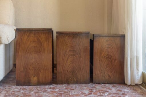 Art Deco, furniture, nesting tables, vintage, oak wood, antique, spain, 1920s, grain, simple but elegant desing, living room, stacking