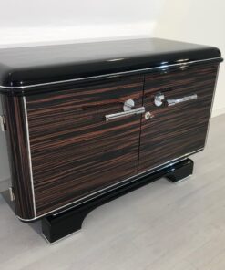 Art Deco, Commode, Macassar, Design, Interiordesign, Chrome, handles, details, furniture, storage, small, petite, elegant, living room, antiques