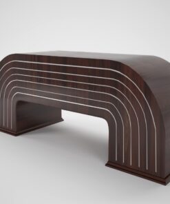 sculotural walnut desk, design, furniture, art deco, customizable, art deco, deco style, chrome, luxuiorus, interior design, home decoration, office, ceo, living room, high end