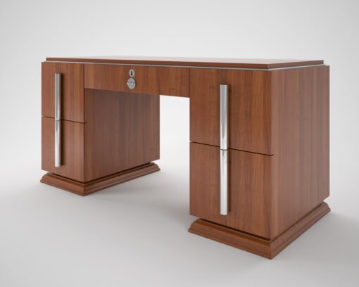 Art Deco, Custom Desk, Design, Interior Design, Walnut, Grain, furniture, luxurious, elegant, chrome handles, large, unique, living room, office