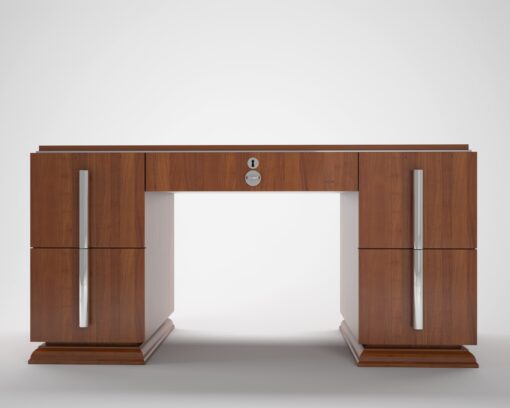 Art Deco, Custom Desk, Design, Interior Design, Walnut, Grain, furniture, luxurious, elegant, chrome handles, large, unique, living room, office