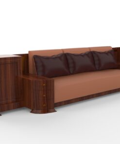 large walnut art deco sofa, grain, wood, design, antiques, original, french, luxurious woods, leather, customizable, drawers, cabinets, living room, handles, interior design