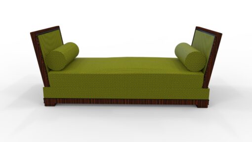 Two seater sofa art deco design, macassar, wood, luxurious, interior design, customizable furniture, home decoration, seating, living room, pillows