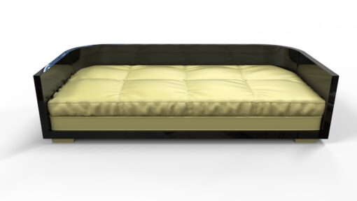 Black Art Deco Sofa, Daybed, large, design, style, luxurious, furniture, interior design, home, decoration, decor, elegant, piano lacquer, leather, mattress