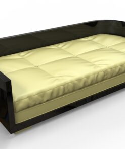 Black Art Deco Sofa, Daybed, large, design, style, luxurious, furniture, interior design, home, decoration, decor, elegant, piano lacquer, leather, mattress