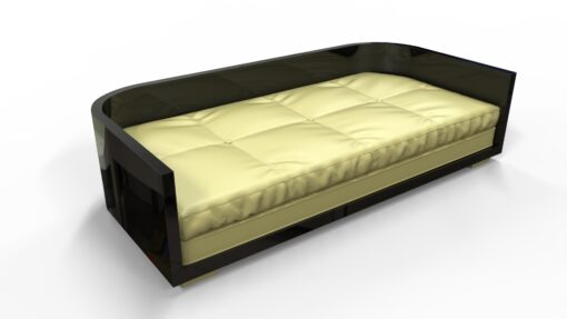 Black Art Deco Sofa, Daybed, large, design, style, luxurious, furniture, interior design, home, decoration, decor, elegant, piano lacquer, leather, mattress