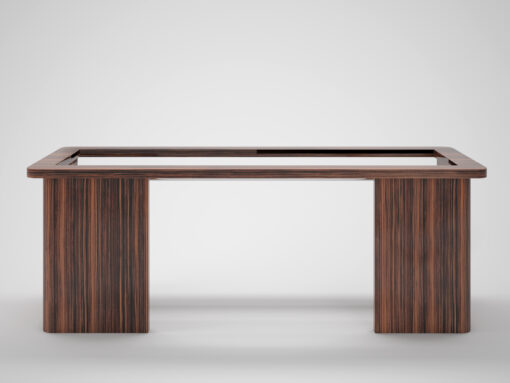 open design macassar desk, wood, office, interior design, interiors, office, steel, glass top, table, home design, decoration