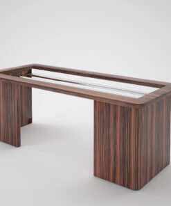 open design macassar desk, wood, office, interior design, interiors, office, steel, glass top, table, home design, decoration