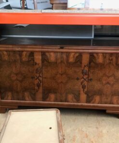 sideboard, unrestored, brown, great foot, veneer, antique, living room, elegant, pattern, luxury, large, stable, pattern, root wood