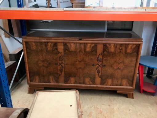 sideboard, unrestored, brown, great foot, veneer, antique, living room, elegant, pattern, luxury, large, stable, pattern, root wood