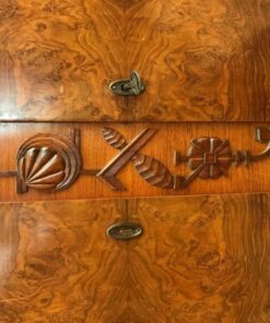 sideboard, unrestored, brown, great foot, veneer, antique, living room, elegant, pattern, luxury, large, stable, pattern, root wood