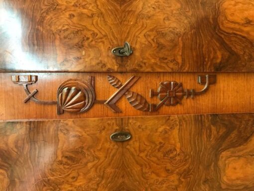 sideboard, unrestored, brown, great foot, veneer, antique, living room, elegant, pattern, luxury, large, stable, pattern, root wood