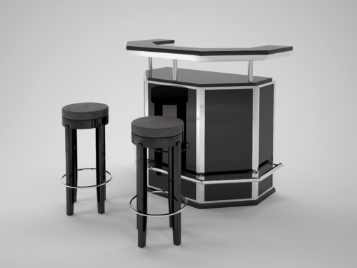 Black and Chrome Art Deco Bar, stooling, bar, design, interior design, steel, footrest, luxury, furniture, interior design