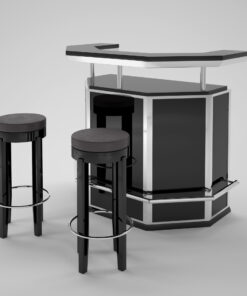 Black and Chrome Art Deco Bar, stooling, bar, design, interior design, steel, footrest, luxury, furniture, interior design