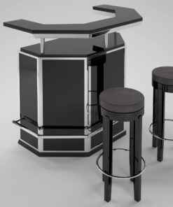 Black and Chrome Art Deco Bar, stooling, bar, design, interior design, steel, footrest, luxury, furniture, interior design