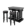 high end cubic bar with stooling, black, high gloss lacquer, chrome applications, details, interior design, home decoration, serving furniture