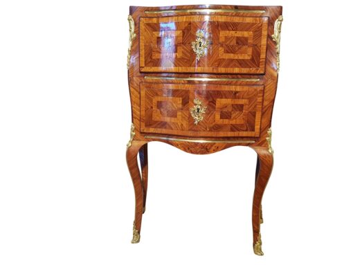 Rococo commode with marble top, late rococo, france, 1800, original, antiques, luxurious, palisander veneer, fire golden handles