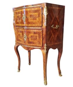 Rococo commode with marble top, late rococo, france, 1800, original, antiques, luxurious, palisander veneer, fire golden handles