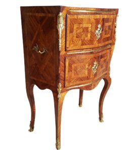 Rococo commode with marble top, late rococo, france, 1800, original, antiques, luxurious, palisander veneer, fire golden handles