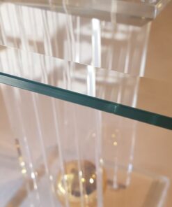 limited, edition, glass, table, small, german, germany, simple, design, veneer, drawers, polished, living, room, plexiglass, golden