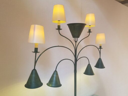 limited, edition, lamp, standing, standing, small, german, germany, simple, polished, living, room, green, metal, painted