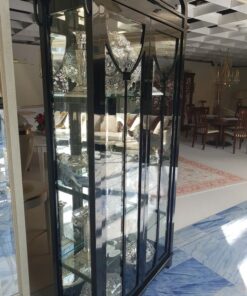 high, black, jugendstil, glass, vitrine, high, gloss, elegant, living, room, design, illustration, wood, ornamentations, modern