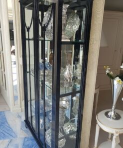 high, black, jugendstil, glass, vitrine, high, gloss, elegant, living, room, design, illustration, wood, ornamentations, modern